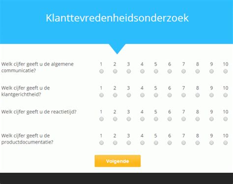 klanttevredenheid vragenlijst